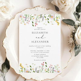 Elegant Minimalist Wildflower Wedding Inbjudningar