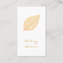 Elegant minimalistfolie guldaffärskort löv