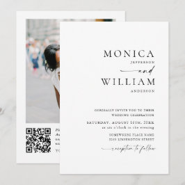 Elegant - minimalistfotot QR-kod Bröllop Inbjudningar