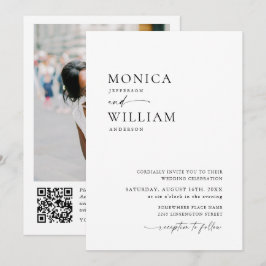 Elegant - minimalistfotot QR-kod Bröllop Inbjudningar