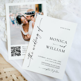 Elegant - minimalistfotot QR-kod Bröllop Inbjudningar