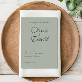 Elegant minimalistic Sage Grönt Bröllop Inbjudningar