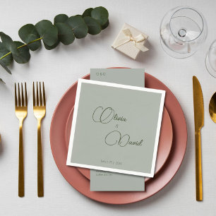 Elegant minimalistic Sage Grönt Bröllop Pappersservett