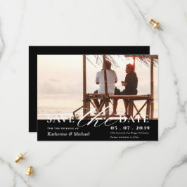 Elegant - minimalistisk 1-foto QR-kod Bröllop Spara Datumet