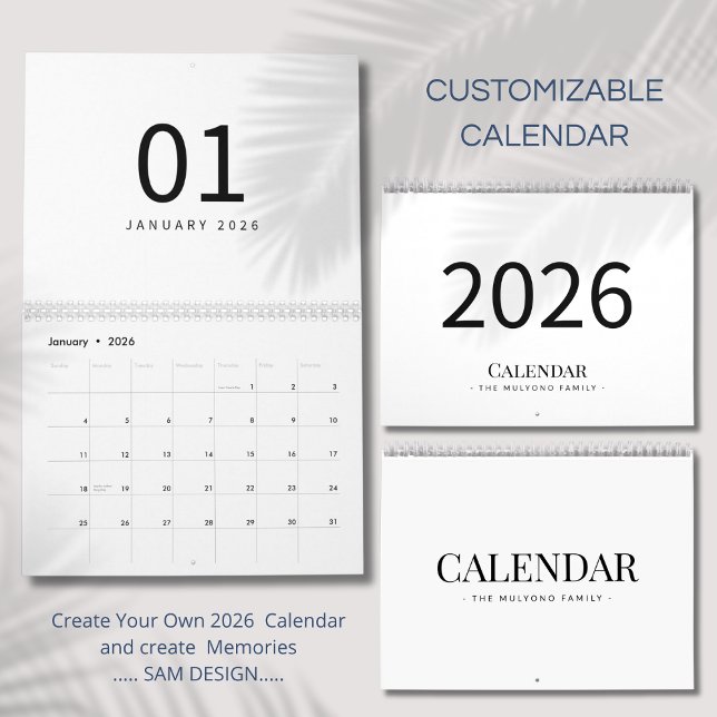 Elegant Minimalistisk 2026-kalender Kalender (Skapare uppladdad)