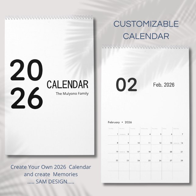 Elegant minimalistisk 2026-kalender kalender (Skapare uppladdad)