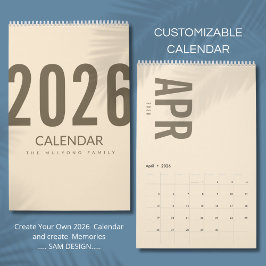 Elegant Minimalistisk 2026-kalender Kalender