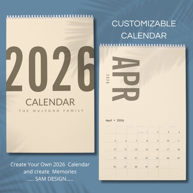 Elegant Minimalistisk 2026-kalender Kalender (Skapare uppladdad)