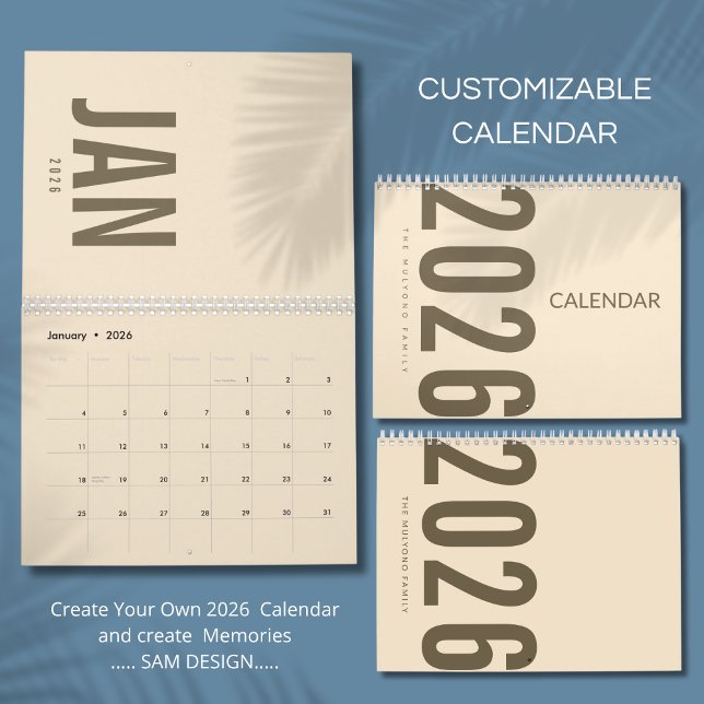 Elegant minimalistisk 2026-kalender kalender (Skapare uppladdad)