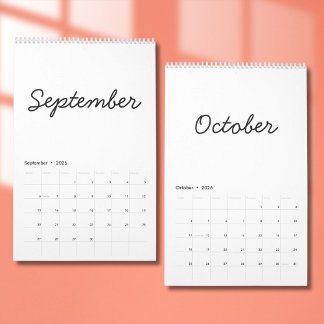 Elegant minimalistisk 2026-kalender kalender
