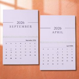 Elegant minimalistisk 2026-kalender kalender