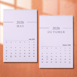 Elegant minimalistisk 2026-kalender kalender
