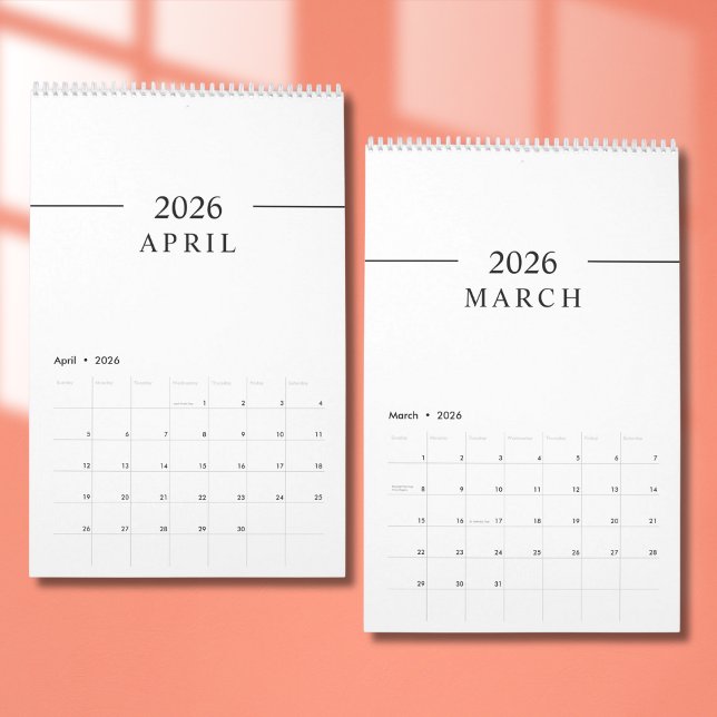 Elegant minimalistisk 2026-kalender kalender (Skapare uppladdad)