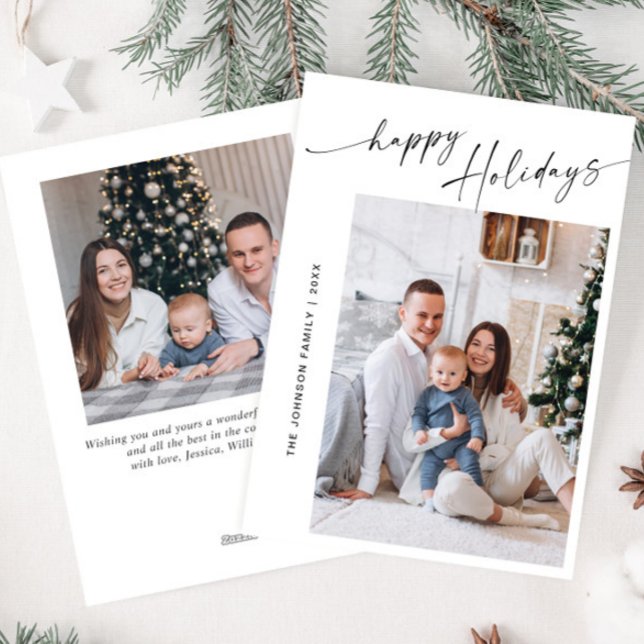 Elegant Minimalistisk 2-PHOTO-jul Hälsning Julkort (Skapare uppladdad)