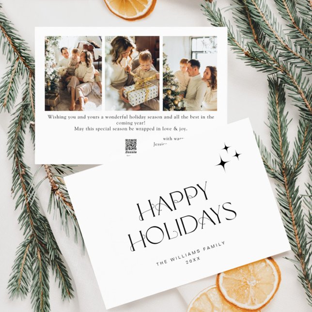 Elegant - minimalistisk 3-fotojul Hälsning Julkort (Skapare uppladdad)