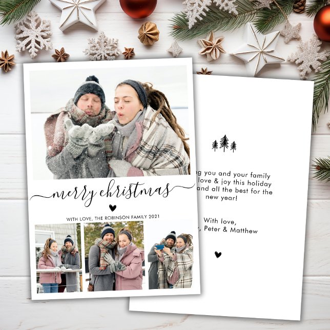 Elegant - minimalistisk 4-fotokollage julhelg julkort (Skapare uppladdad)
