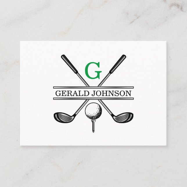 Elegant minimalistisk anpassad golfmonogram företa visitkort (Framsida)