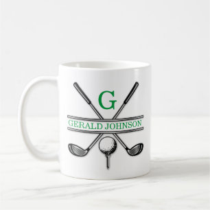 Elegant minimalistisk anpassad golfmonogram frosta kaffemugg