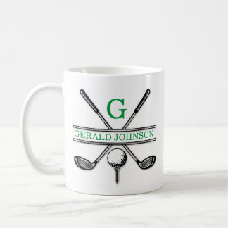 Elegant minimalistisk anpassad golfmonogram frosta kaffemugg