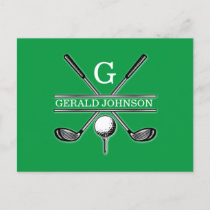 Elegant minimalistisk anpassad golfmonogram vykort