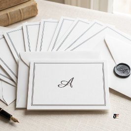 Elegant minimalistisk anpassad monogram initial anteckningskort
