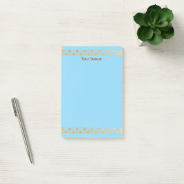 Elegant minimalistisk babyblå med guldfärgade acce post-it block
