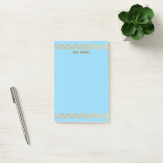 Elegant minimalistisk babyblå med guldfärgade acce post-it block