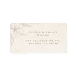 Elegant Minimalistisk Benvit Blommigt Bröllop Adressetikett