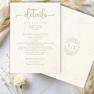 Elegant Minimalistisk Benvit Blommigt Bröllop Tilläggskort