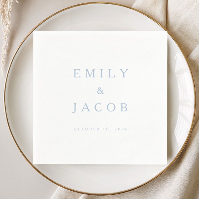 Elegant minimalistisk blå bröllop pappersservett (Elegant Minimalist Blue Wedding Napkins)