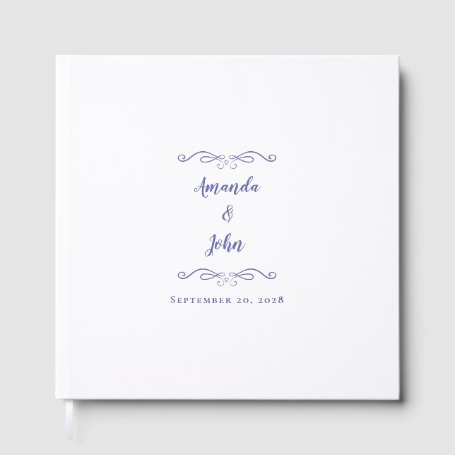 Elegant - minimalistisk blå Chic Bröllop Gästböcker (Framsida)