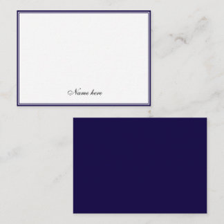 Elegant minimalistisk blå och vit dubbelkant anteckningskort