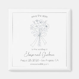 Elegant - minimalistisk blomma och Spara datum för Magnet