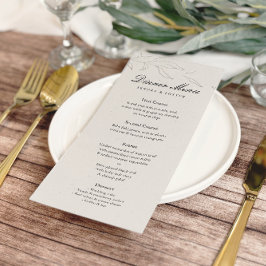 Elegant Minimalistisk Blommigt Bröllop Meny