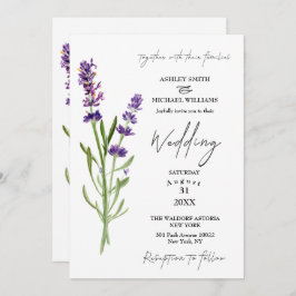 Elegant Minimalistisk Blommigt Lavender Bröllop Inbjudningar