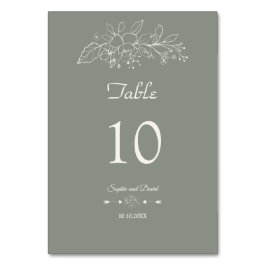 Elegant: Minimalistisk Blommigt Sage Grönt Bröllop Bordsnummer
