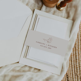 Elegant Minimalistisk Blommigt Sketch Bröllop Band För Inbjudningskort