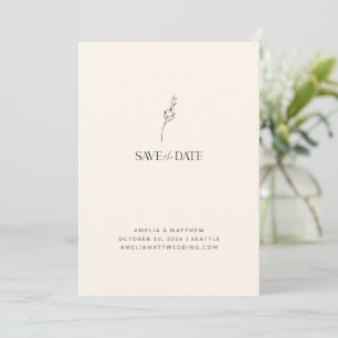 Elegant Minimalistisk Blommigt Teckning Ivory Blac Spara Datumet
