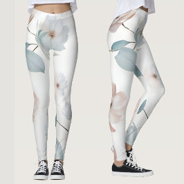 Elegant Minimalistisk Blommigt Vattenfärg Mönster Leggings
