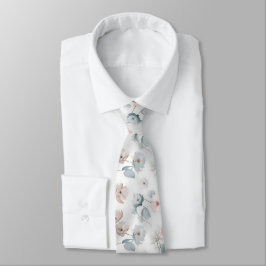 Elegant Minimalistisk Blommigt Vattenfärg Mönster Slips