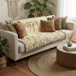 Elegant minimalistisk blomsterdesign med monogram filt