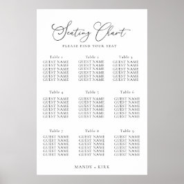 Elegant Minimalistisk Bordskartsdisplay för Bröllo Poster