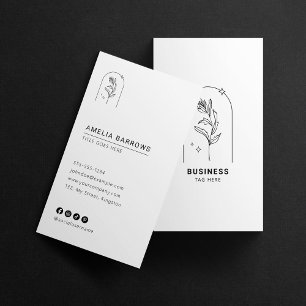 Elegant minimalistisk botanisk charm svart vit visitkort