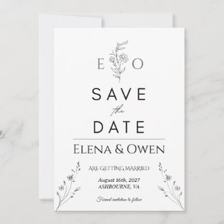 Elegant minimalistisk botanisk Spara datum-kort