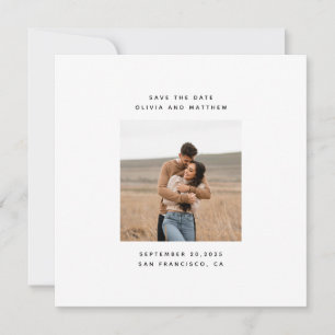Elegant Minimalistisk Bröllop   Enkel Ren Foto Spara Datumet