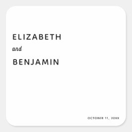 Elegant Minimalistisk Bröllop enkel typografi svar Fyrkantigt Klistermärke
