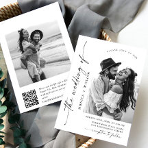 Elegant Minimalistisk Bröllop-foto QR kod 2-FOTO