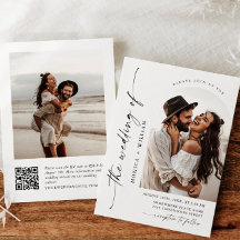 Elegant Minimalistisk Bröllop-foto QR kod 2-FOTO
