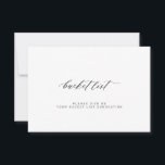 Elegant minimalistisk bröllop-haklista<br><div class="desc">Enkelt svartvitt calligraphy script bröllop bucket list-kort</div>