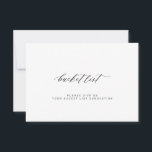Elegant minimalistisk bröllop-haklista<br><div class="desc">Enkelt svartvitt calligraphy script bröllop bucket list-kort</div>
